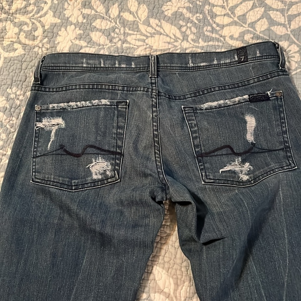 Seven 7 For all Mankind jeans 29 Rocker low rise destroyed straight leg Good